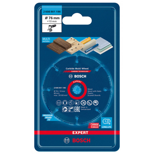 BOSCH EXPERT Carbide Multi Wheel vágótárcsa, 76 mm, 10 mm 2608901196