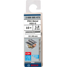 BOSCH PRO Metal HSS-G csigafúrószár, standard hosszúságú, 1,8 x 22 x 46 mm 2608585473