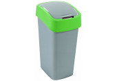 CURVER FLIP BIN billenő fedeles szemetes 45L, ezüst/zöld 195022 (02172-P80)