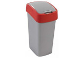 CURVER FLIP BIN billenő fedeles szemetes 45L, ezüst/piros 195024 (02172-547)