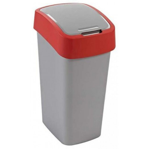 CURVER FLIP BIN billenő fedeles szemetes 45L, ezüst/piros 195024 (02172-547)