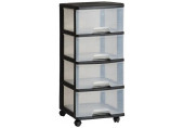 CURVER fiókos tároló, 4x20L, átlátszó/fekete 214756 (06771-146)