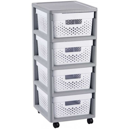 CURVER INFINITY KD 4x11L Fiókos tároló 36x30x66cm DOTS, fehér 239845