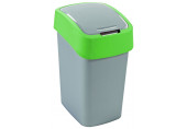 CURVER FLIP BIN billenő fedeles szemetes 10L, ezüst/zöld 190172 (02170-P80)