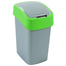 CURVER FLIP BIN billenő fedeles szemetes 10L, ezüst/zöld 190172 (02170-P80)