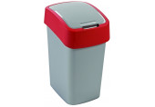 CURVER FLIP BIN billenő fedeles szemetes 10L, ezüst/piros 190170 (02170-547)