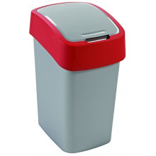 CURVER FLIP BIN billenő fedeles szemetes 10L, ezüst/piros 190170 (02170-547)