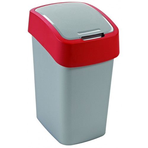 CURVER FLIP BIN billenő fedeles szemetes 25L, ezüst/piros 190171 (02171-547)