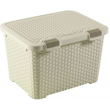 CURVER STYLE rattan tároló láda fedéllel 43L, krém 210281 (00711-885)