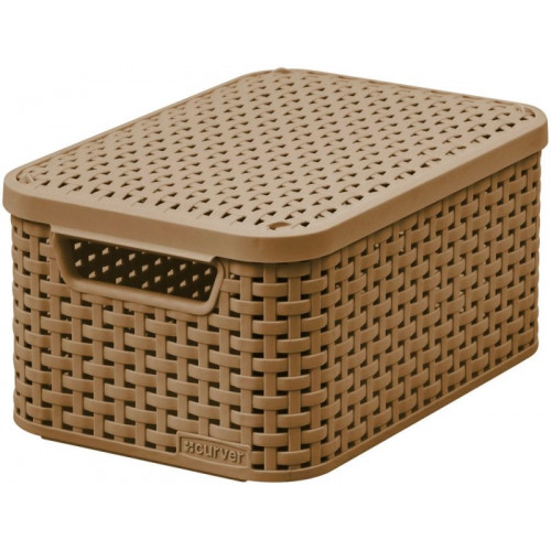 CURVER STYLE S méretű rattan kosár fedéllel, mocha 211542 (03617-213)