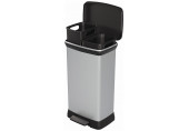 CURVER DECO BIN DUO 23L+23L szemetes, 39 x 29 x 72 cm, ezüst (08680-582) 252026