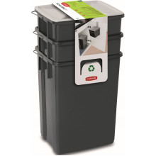 CURVER BIOBOX 2x10L+6L szelektív hulladékgyűjtő szett, fekete 245948 (08993-840)