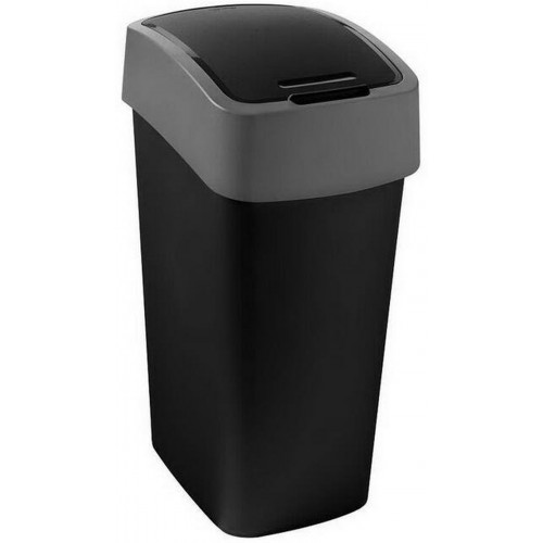 CURVER FLIP BIN billenő fedeles szemetes 45L, fekete/ezüst 229411 (02172-Y09)