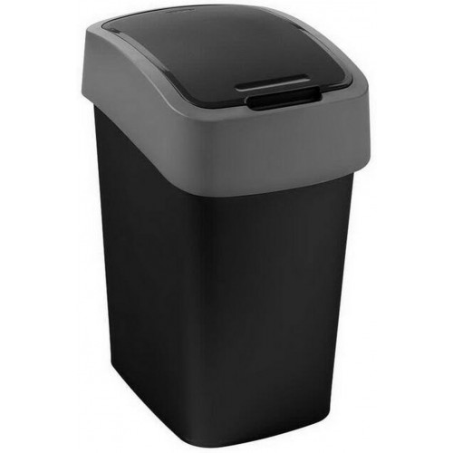 CURVER FLIP BIN billenő fedeles szemetes 10L, fekete/ezüst 229418 (02170-Y09)