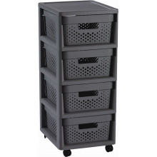 CURVER INFINITY 4x 11L Fiókos tároló 36 x 29,5 x 65,5 cm, sötétszürke (04356-G43) 271243