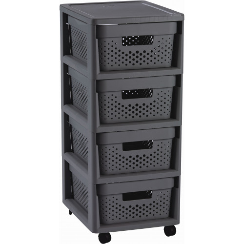 CURVER INFINITY 4x 11L Fiókos tároló 36 x 29,5 x 65,5 cm, sötétszürke (04356-G43) 271243