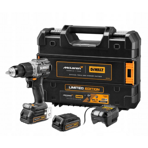 DeWALT DCD85ME2GT-QW Akkus ütvecsavarozó McLaren XR PowerStack (90Nm/18V/2x1,7Ah) Tstak