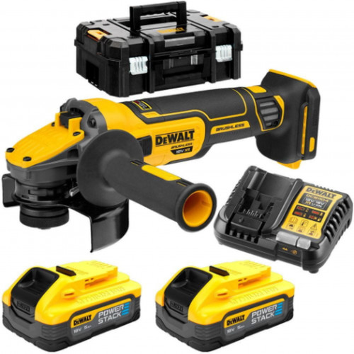 DeWALT DCG409H2T-QW Akkus sarokcsiszoló XR PowerStack (125mm/54V/2x5,0Ah) Tstak