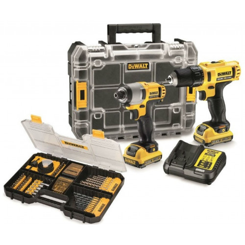 DeWALT 10.8V XR Combopack tartozék szettel, TSTAK kofferben DCK216D2T-QW