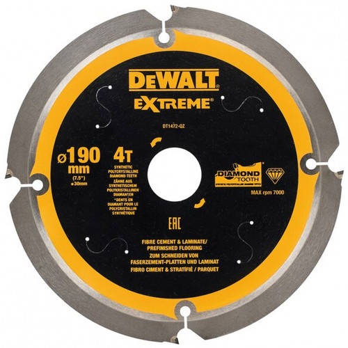 DeWALT DT1472-QZ Extreme Szálcement körfűrészlap 190x30mm, 4 fog 12°