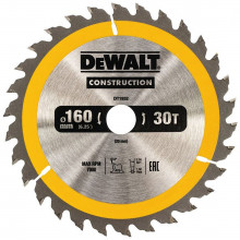 DeWALT DT1932-QZ Construction Körfűrészlap kézi körfűrészekhez 160x20mm, 30 fog WZ 10°