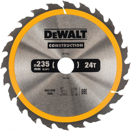 DeWALT DT1954-QZ Construction Körfűrészlap állványos fűrészekhez 235x30mm, 24 fog WZ 20°
