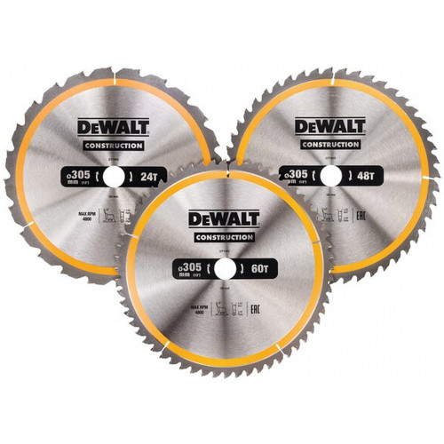 DeWALT DT1964-QZ Construction Körfűrészlap szett 305x30mm, 24/48/60 fog WZ -5°/10°/-5° 3db