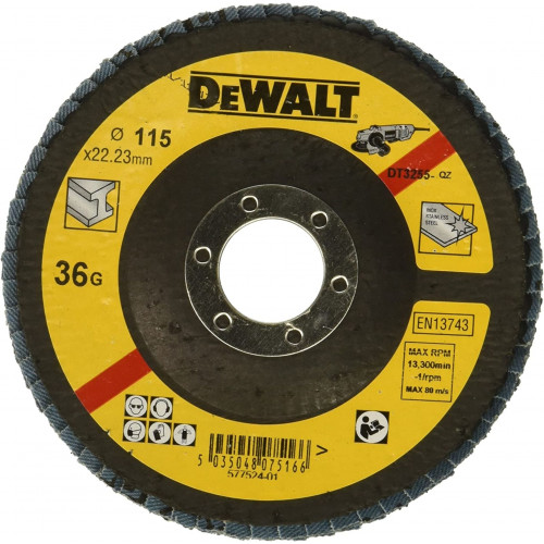 DeWALT DT3267-QZ Lamellás csiszolótárcsa 125 mm x 22,2 mm 80 g - mélyített DeWALT DT3267-QZ Lamellás csiszolótárcsa 125 mm x 22,2 mm 80 g - mélyített