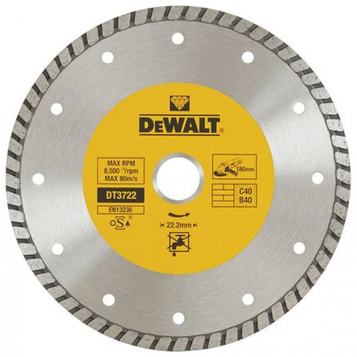 DeWALT DT3722-QZ Turbo Száraz gyémántszemcsés vágótárcsa 180x22,2mm