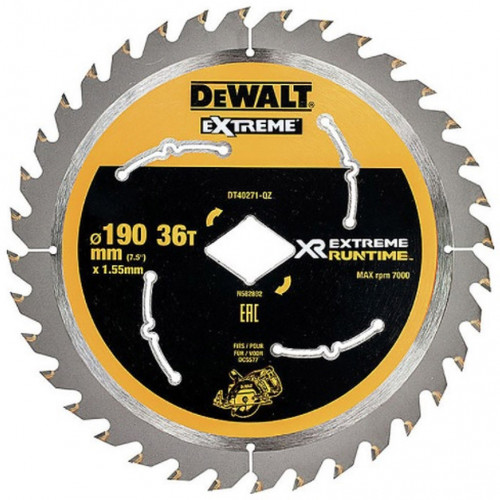 DeWALT DT40271-QZ XR Extreme Körfűrészlap akkus körfűrészekhez 190mm, 36 fog, ATB 25° DeWALT DT40271-QZ XR Extreme Körfűrészlap akkus körfűrészekhez 190mm, 36 fog, ATB 25°