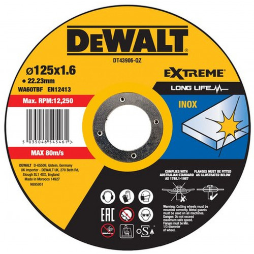 DeWALT DT43906-QZ High Performance nemesacél vágókorong, 125 x 1,6 mm