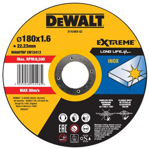 DeWALT DT43908-QZ High Performance nemesacél vágókorong, 180 mm, 1,6 mm