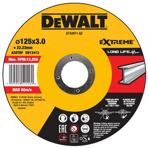 DeWALT DT43911-QZ vágókorong fémre, 125 x 22,2 mm