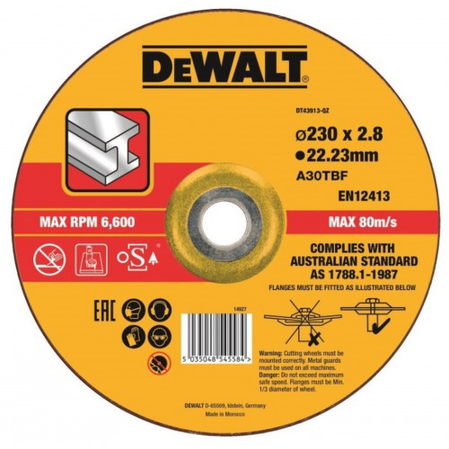 DeWALT DT43913-QZ fém vágótárcsa 230 x 22,2. x 3,0 mm DeWALT DT43913-QZ fém vágótárcsa 230 x 22,2. x 3,0 mm