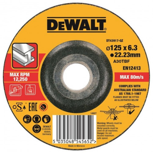 DeWALT DT43917-QZ köszörűkorong fémhez 125 x 22,2 x 6,0 mm, 27-es típusú