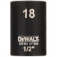 DeWALT DT7536-QZ Extreme Impact dugókulcs, 1/2", rövid, 18 mm