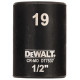 DeWALT DT7537-QZ Extreme Impact dugókulcs, 1/2", rövid, 19 mm