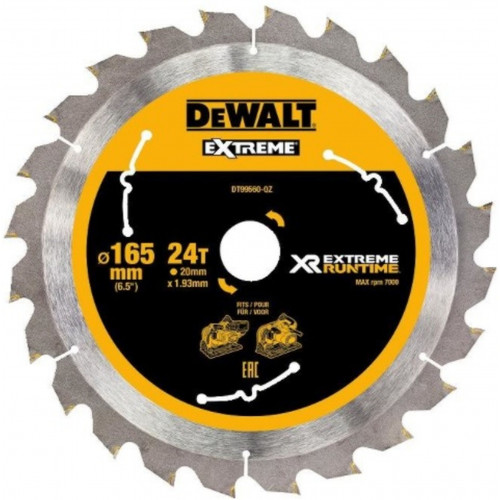 DeWALT DT99560-QZ XR Extreme Runtime Körfűrészlap 165x20 mm, 24 fog FZ 10°