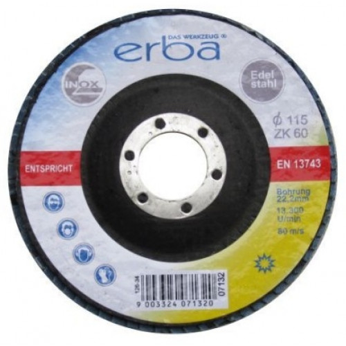 ERBA réteges csiszolókorong acélra, 115 mm, ZK80 ER-07133 ERBA réteges csiszolókorong acélra, 115 mm, ZK80 ER-07133