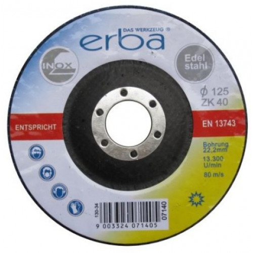 ERBA réteges csiszolókorong acélra, 125 mm, ZK40 ER-07140