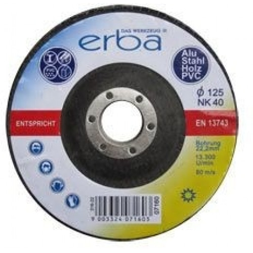 ERBA réteges csiszolókorong fémre, alumínumra, fára, PVC-re, 125 mm, NK 40 ER-07160
