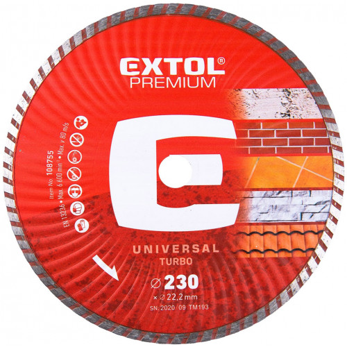 EXTOL PREMIUM gyémántvágó TURBO gránit/kerámia; 230×22,2mm (108755)