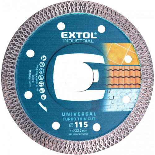 EXTOL Industrial gyémánt vágókorong száraz és vizes vágásra, 115 x 22,2 mm 8703041