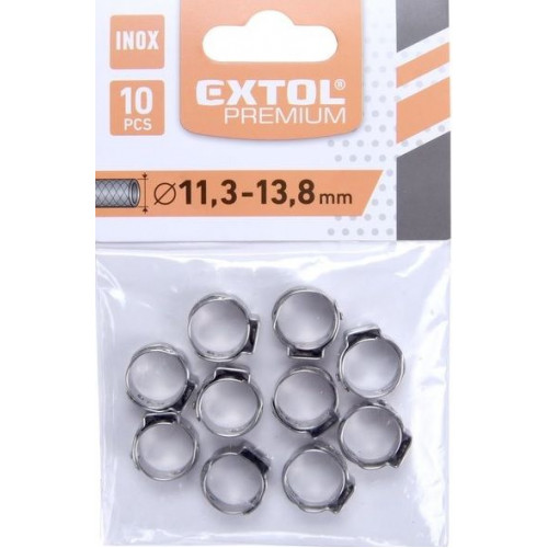 EXTOL Csőbilincs 10 db,roppantós,rozsdamentes acél,11,3-13,8mm,1/4”-os légtömlőhöz 8865171