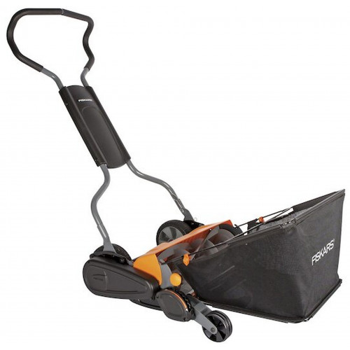 Fiskars Hengervágó fűnyíró StaySharp Max + fűgyűjtő kosár 1001658