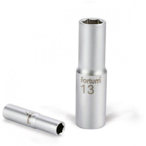 FORTUM ipari dugófej, hosszított, 1/2", 16mm, 61CrV5, mattkróm, 77mm hosszú 4700516