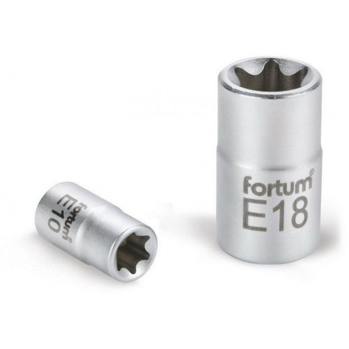 FORTUM ipari dugófej, torx, 1/2", 61CrV5 mattkróm, 38mm hosszú; E18 4700703 FORTUM ipari dugófej, torx, 1/2", 61CrV5 mattkróm, 38mm hosszú; E18 4700703