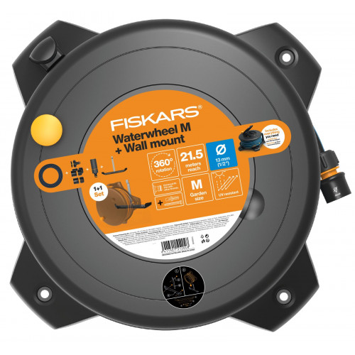 Fiskars Solid M Tömlőkocsi fali tartóval, 21,5m, 13 mm (1/2") 1059608