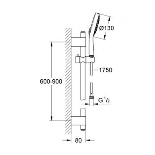 GROHE Power & Soul Cosmopolitan 130 zuhanygarnitúra, króm 27734000