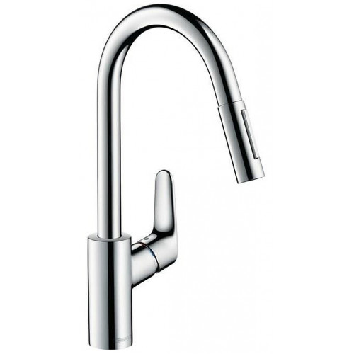 HANSGROHE Focus egykaros konyhai csaptelep kihúzható zuhannyal, króm 31815000